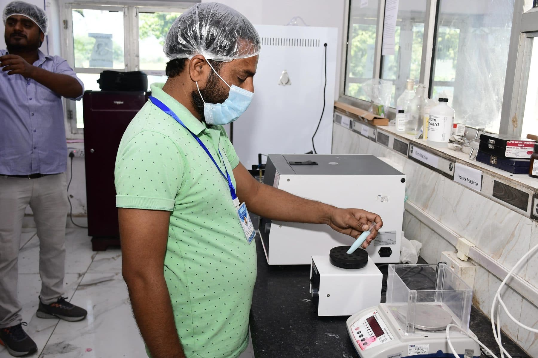 Samples being tested at the bench