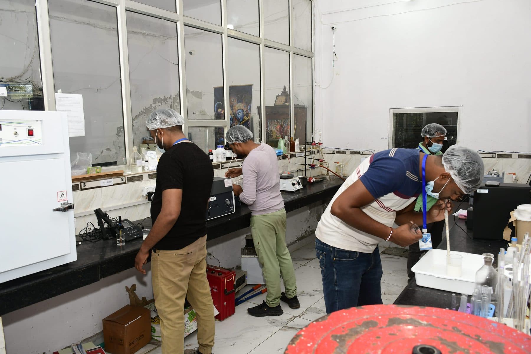 Testing in progress on the laboratory floor